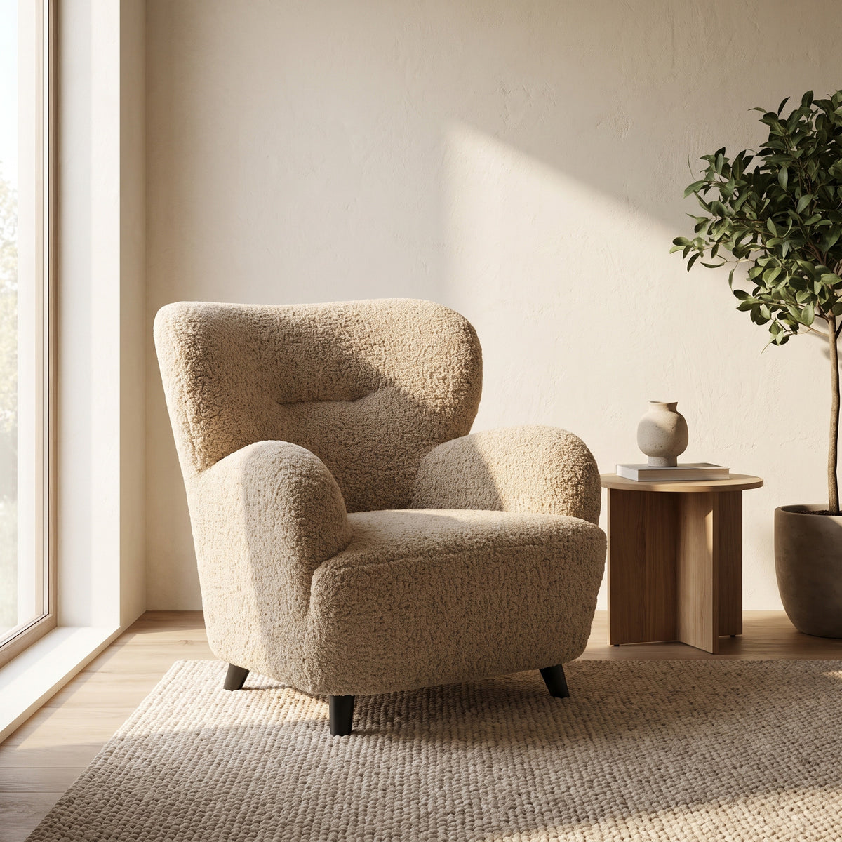 Lænestol Cambridge i brun, polyester, 84 x 86 x 87 cm
