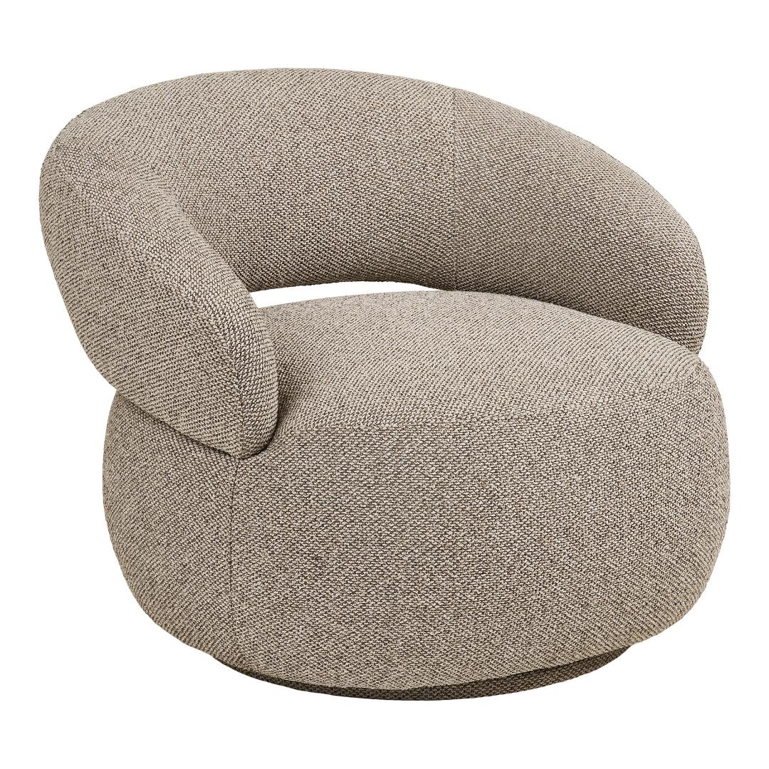 Drejestol Lausanne i sandfarvet, polyester, 83 x 88 x 72 cm