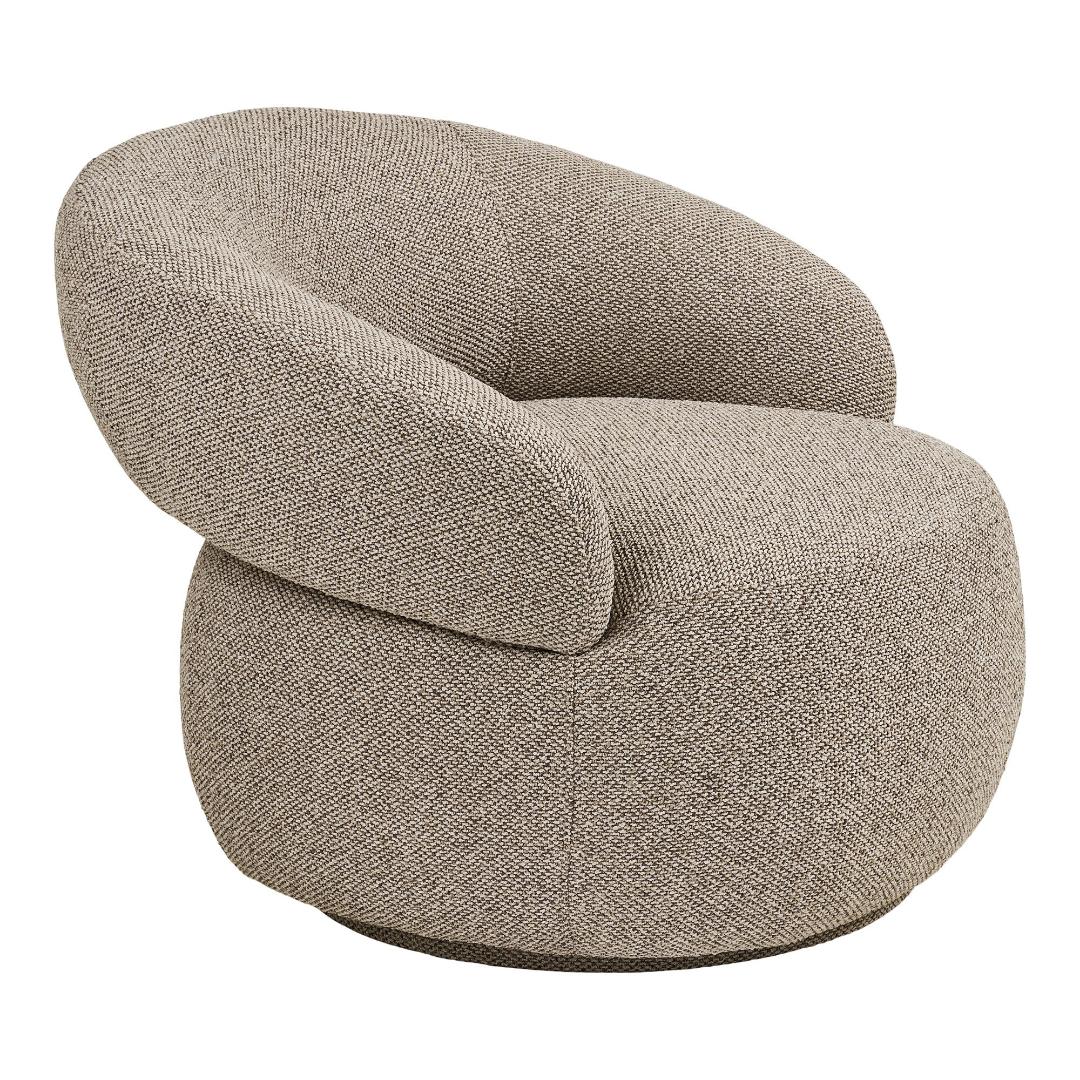 Drejestol Lausanne i sandfarvet, polyester, 83 x 88 x 72 cm