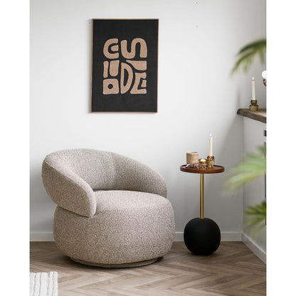 Drejestol Lausanne i sandfarvet, polyester, 83 x 88 x 72 cm