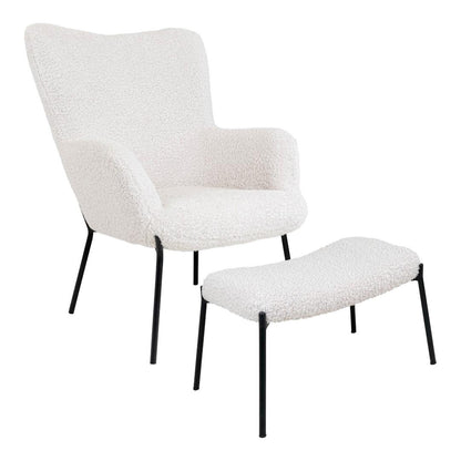 Lænestol Monaco med fodskammel, polyester og metal