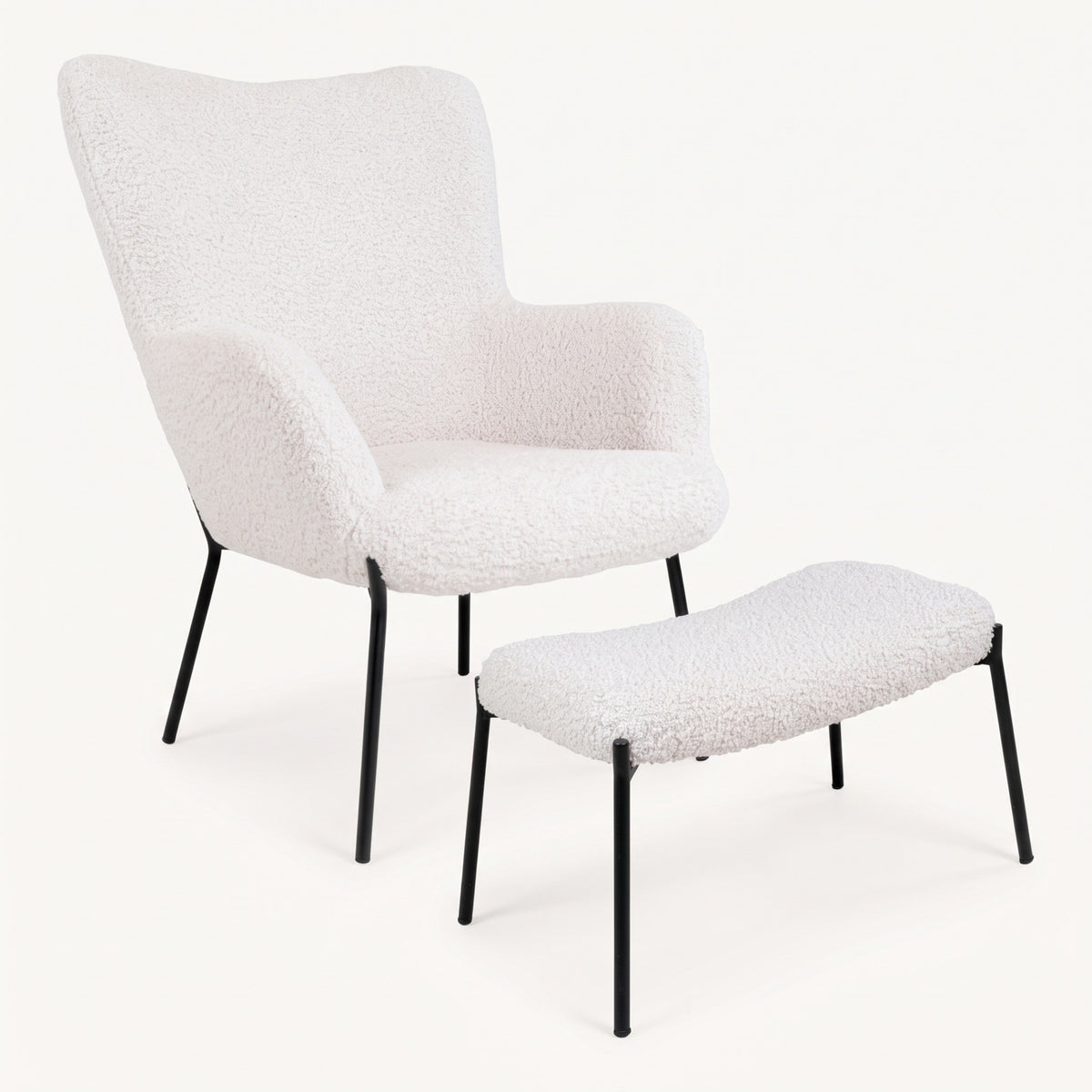 Lænestol Monaco med fodskammel, polyester og metal