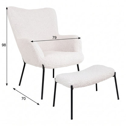 Lænestol Monaco med fodskammel, polyester og metal