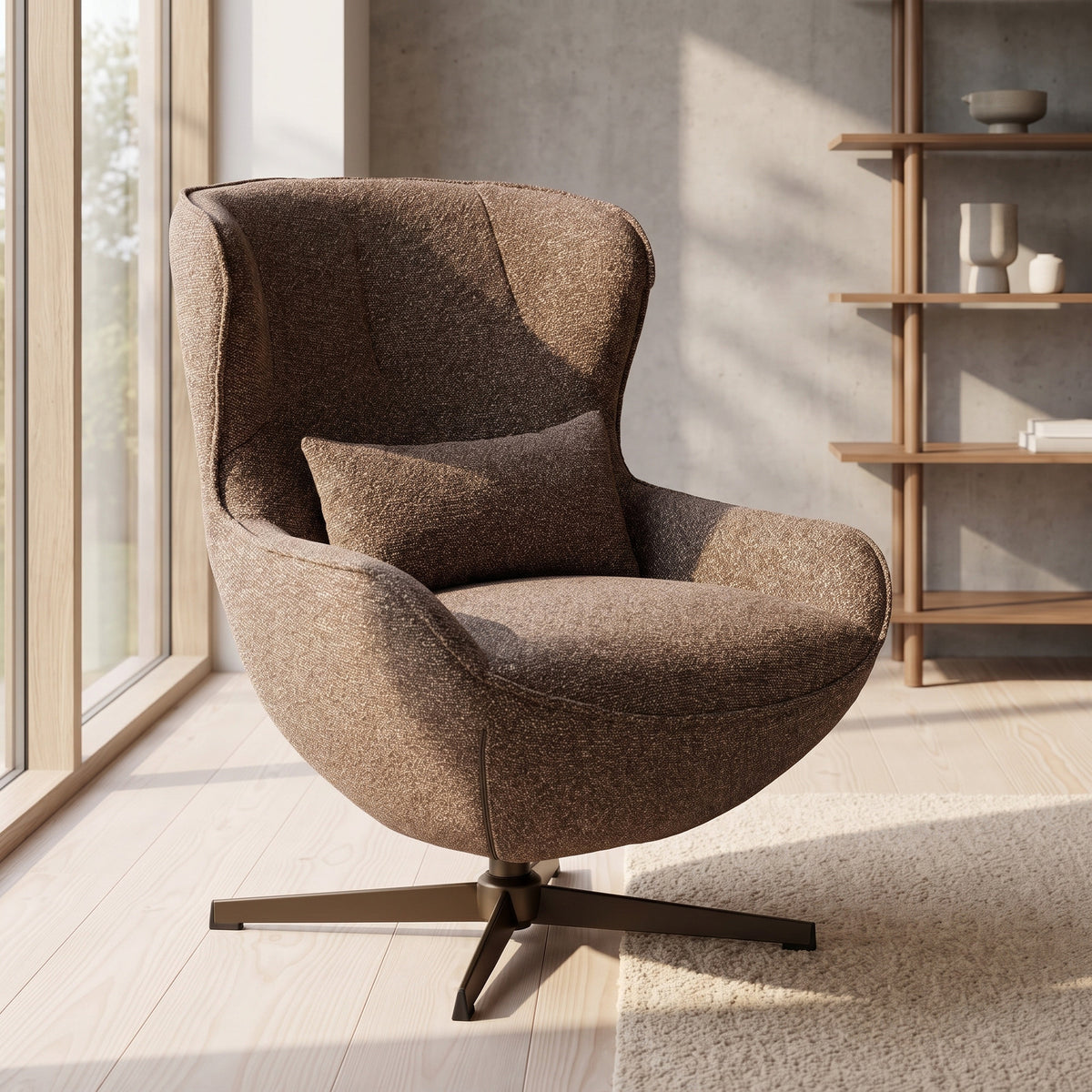 Drejestol Luzern i brun, polyester, 88 x 76 x 90 cm