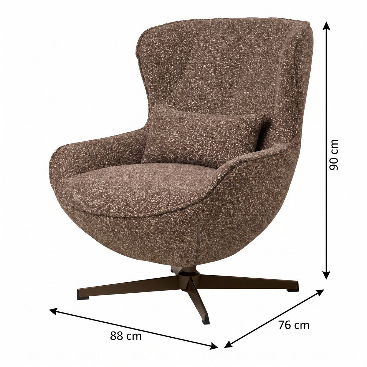 Drejestol Luzern i brun, polyester, 88 x 76 x 90 cm