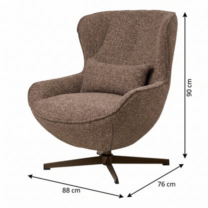 Drejestol Luzern i brun, polyester, 88 x 76 x 90 cm