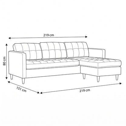 New Orleans sofa med chaiselong venstrevendt 219 x 80 cm