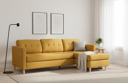 New Orleans L-sofa venstrevendt 219 x 80 cm i karrygul/gul