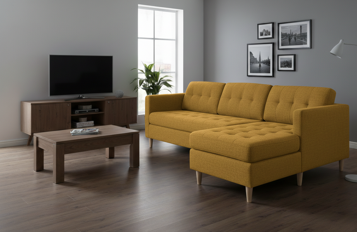 New Orleans L-sofa venstrevendt 219 x 80 cm i karrygul/gul
