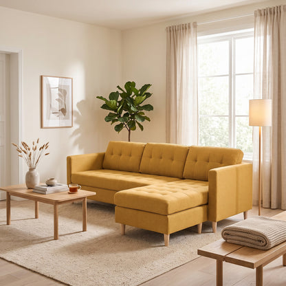 New Orleans L-sofa venstrevendt 219 x 80 cm i karrygul/gul