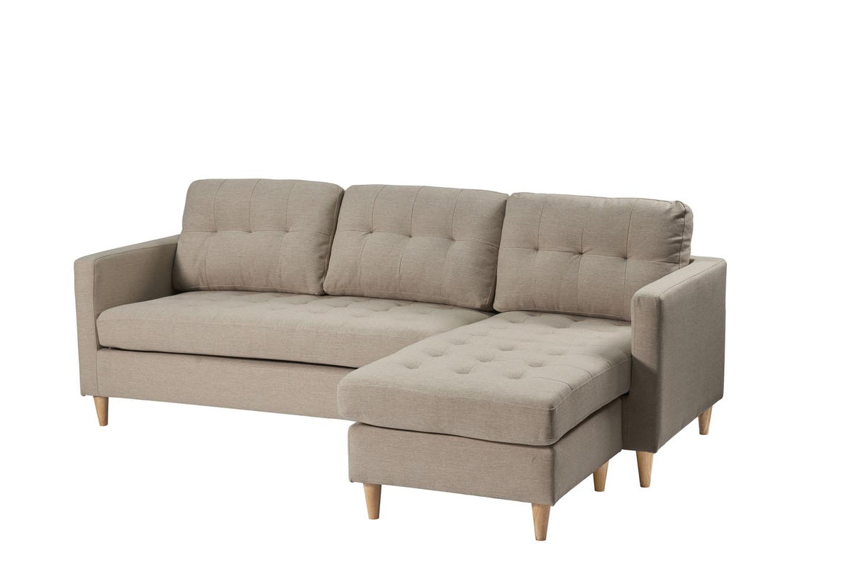 New Orleans chaiselongsofa venstrevendt 219 x 82 cm i sandfarvet