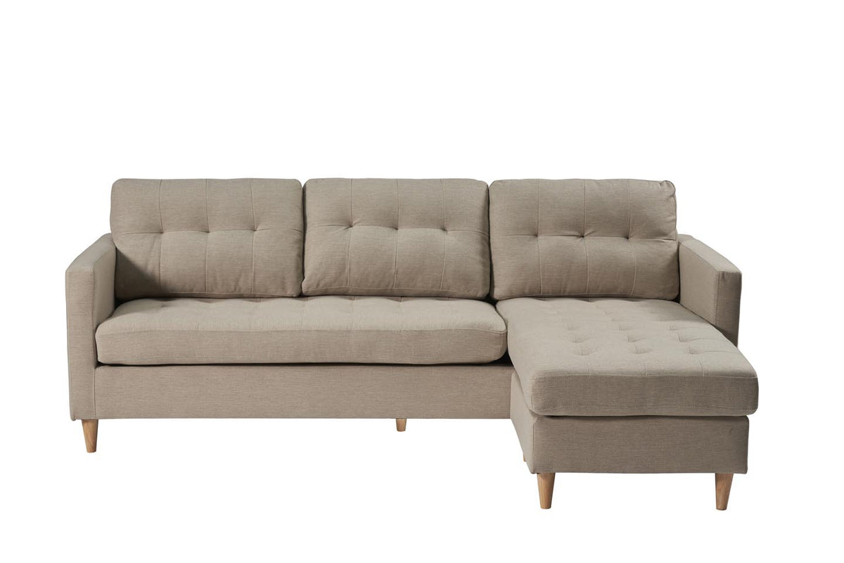 New Orleans chaiselongsofa venstrevendt 219 x 82 cm i sandfarvet