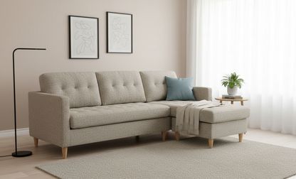 New Orleans chaiselongsofa venstrevendt 219 x 82 cm i sandfarvet