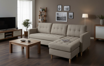 New Orleans chaiselongsofa venstrevendt 219 x 82 cm i sandfarvet