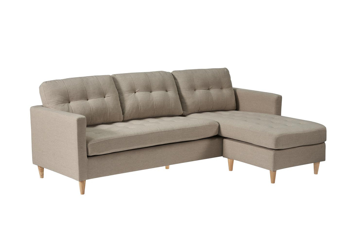 New Orleans chaiselongsofa venstrevendt 219 x 82 cm i sandfarvet