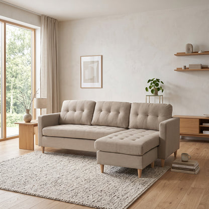 New Orleans chaiselongsofa venstrevendt 219 x 82 cm i sandfarvet