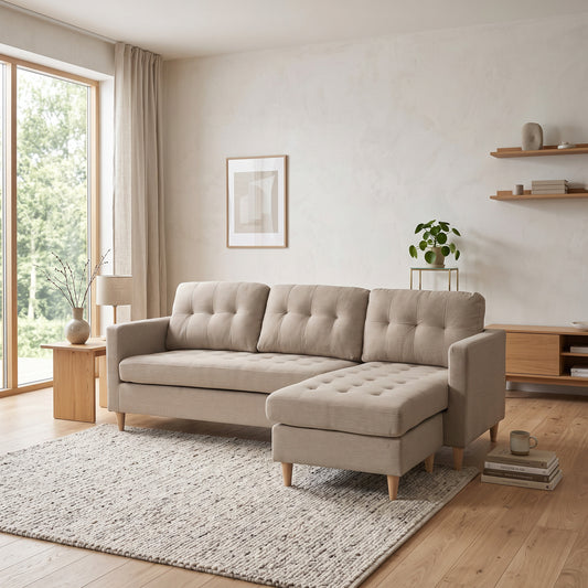 New Orleans chaiselongsofa venstrevendt 219 x 82 cm i sandfarvet