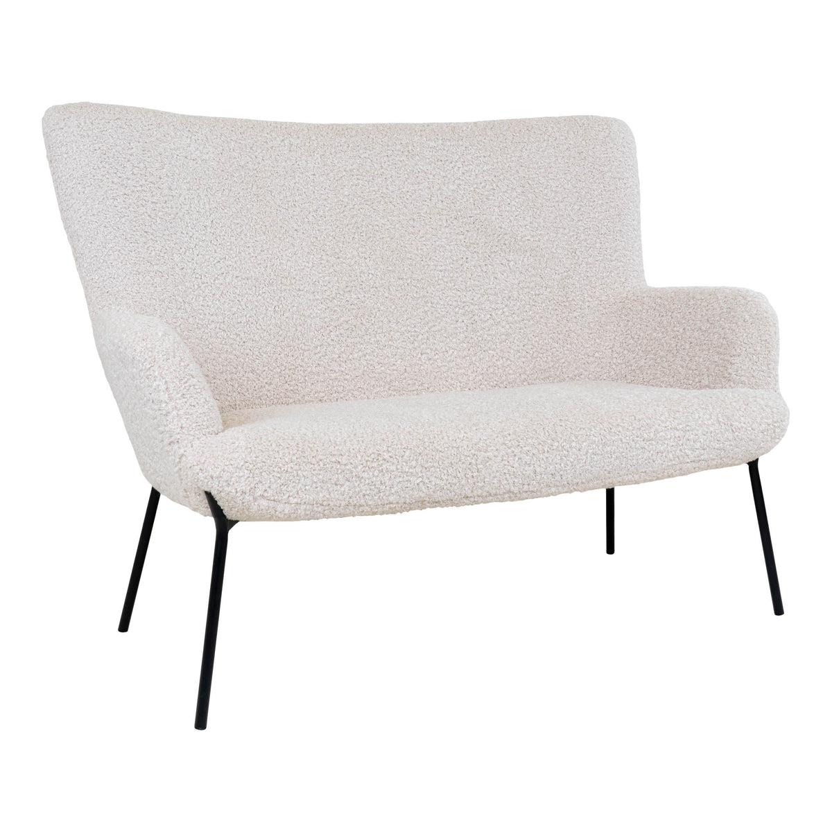 Sofa Monaco i hvid, polyester/stof og metal, 73 x 128 x 97 cm