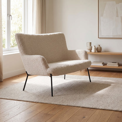 Sofa Monaco i hvid, polyester/stof og metal, 73 x 128 x 97 cm