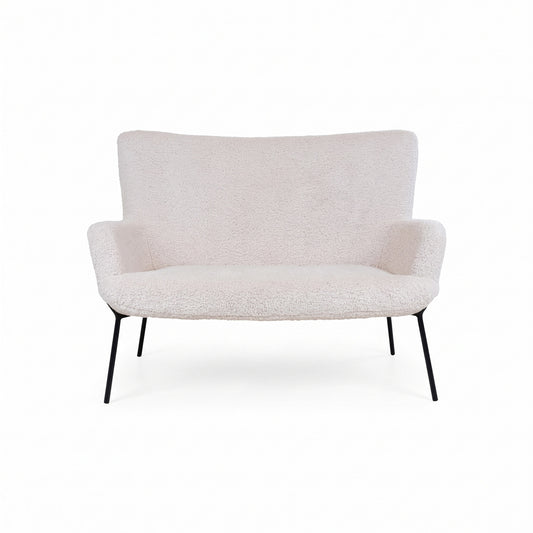 Sofa Monaco i hvid, polyester/stof og metal, 73 x 128 x 97 cm
