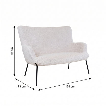 Sofa Monaco i hvid, polyester/stof og metal, 73 x 128 x 97 cm