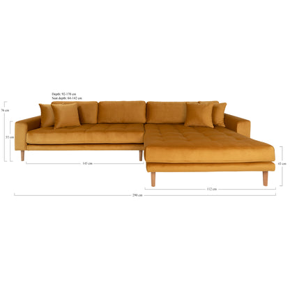 Barcelona hjørnesofa med chaiselong højrevendt 290 x 76 cm