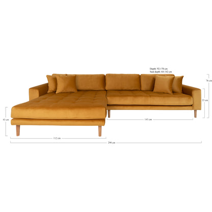 Barcelona hjørnesofa med chaiselong venstrevendt 290 x 76 cm
