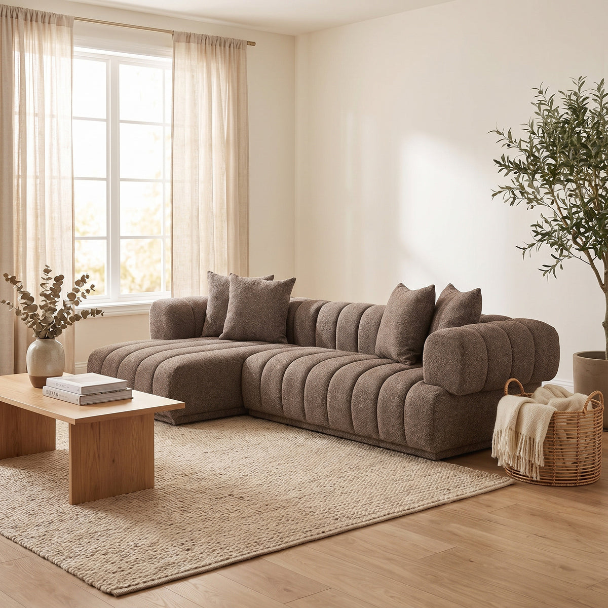 Verona sofa venstrevendt 160 x 293 cm i brun