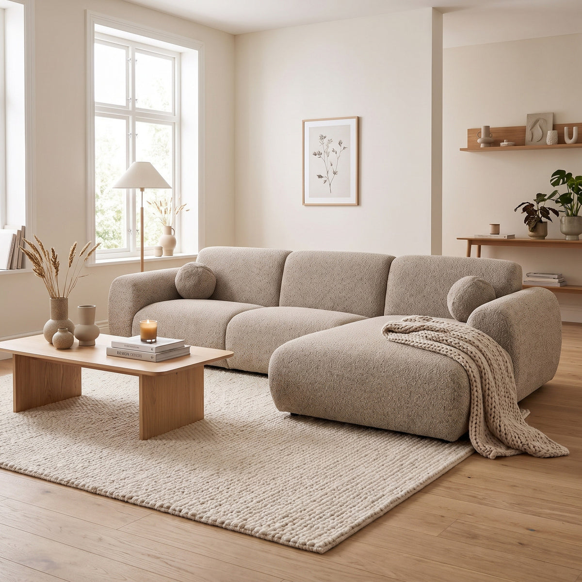 Saint-Tropez sofa højrevendt 177 x 300 cm i grå