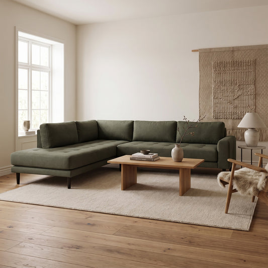 Barcelona hjørnesofa venstrevendt 257 x 76 cm i eg