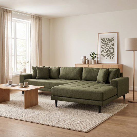 Barcelona hjørnesofa med chaiselong højrevendt 290 x 76 cm