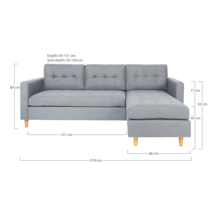 New Orleans sofa med chaiselong venstrevendt 219 x 80 cm