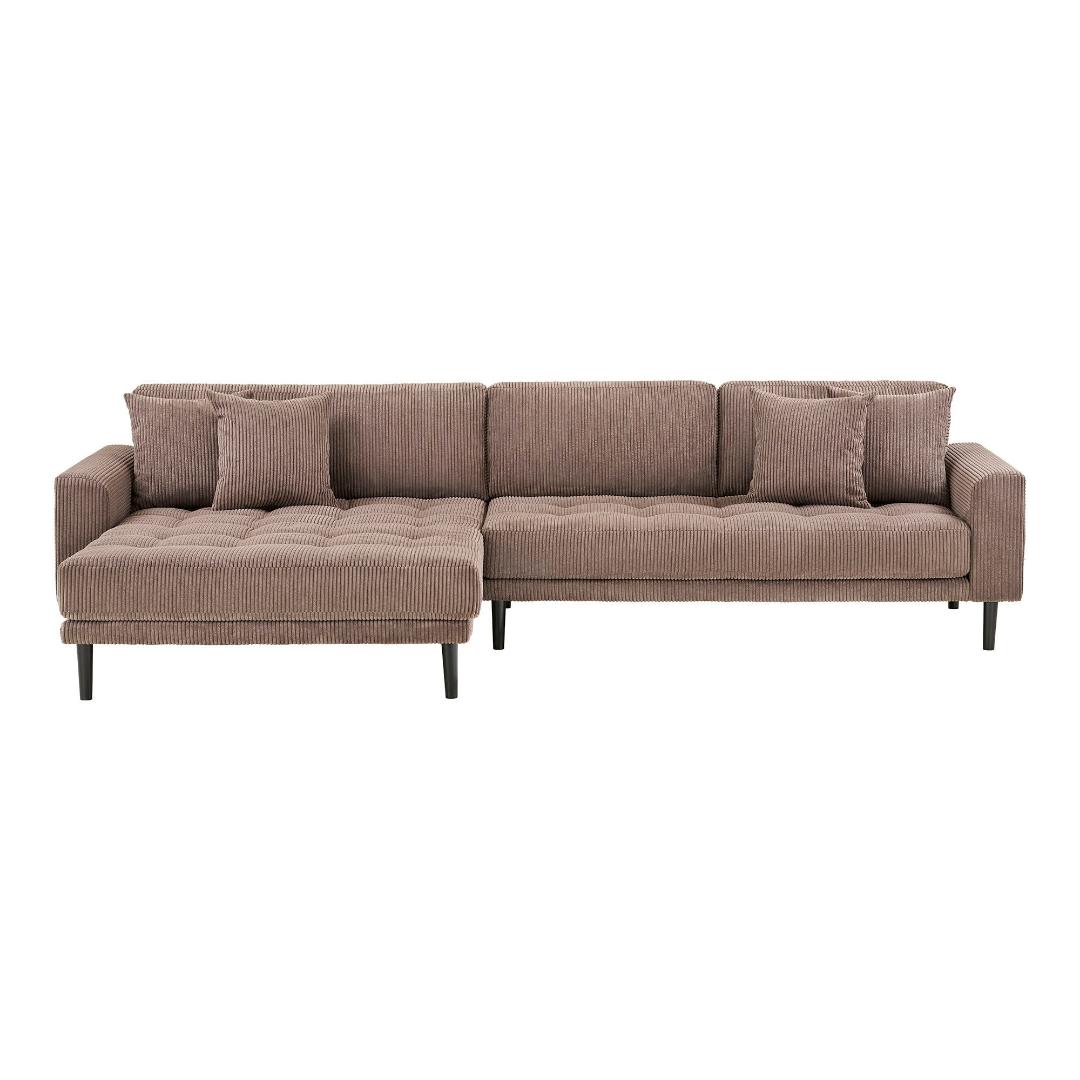 Venedig sofa med chaiselong venstrevendt 170 x 290 cm i brun