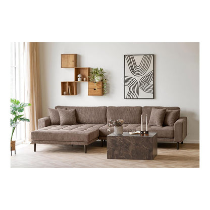 Venedig sofa med chaiselong venstrevendt 170 x 290 cm i brun