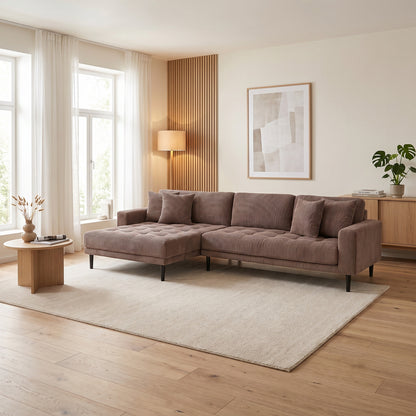 Venedig sofa med chaiselong venstrevendt 170 x 290 cm i brun