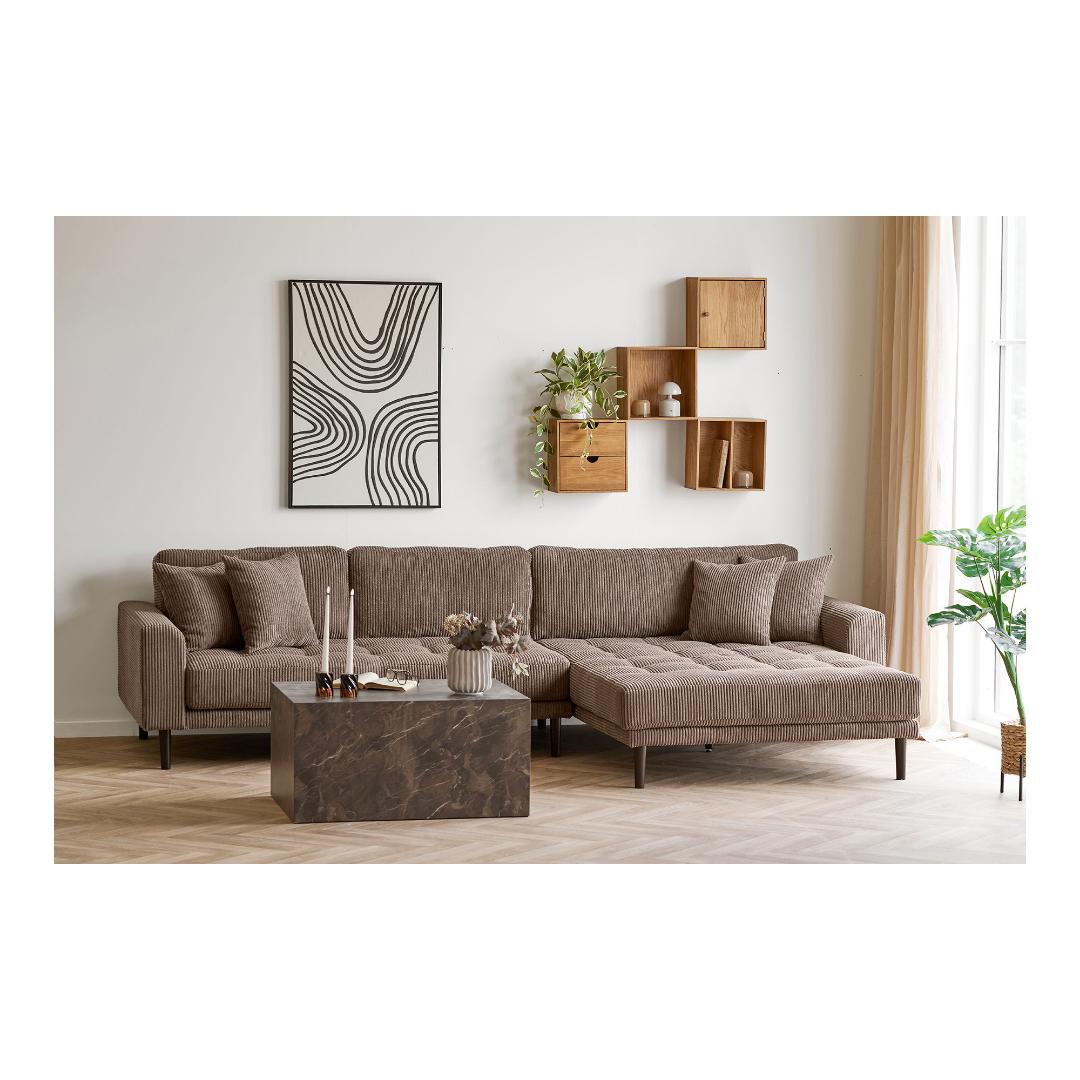 Venedig chaiselongsofa højrevendt 170 x 290 cm i brun
