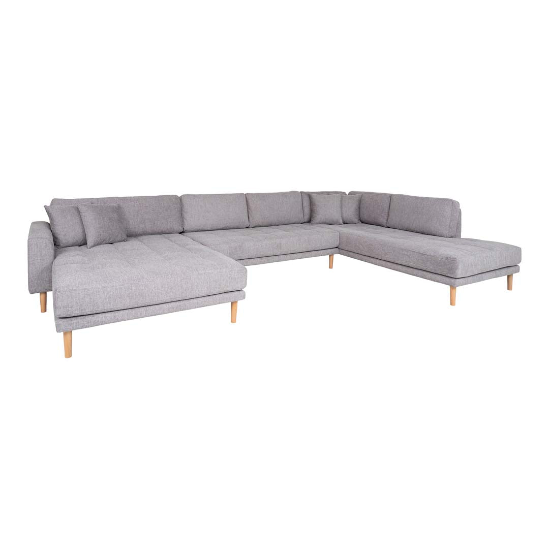 Barcelona U-sofa venstrevendt 370 x 76 cm i lysegrå