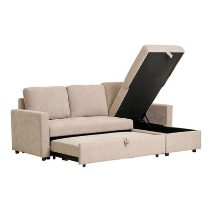 Amalfi sovesofa med chaiselong med opbevaring 150 x 218 cm i sandfarvet