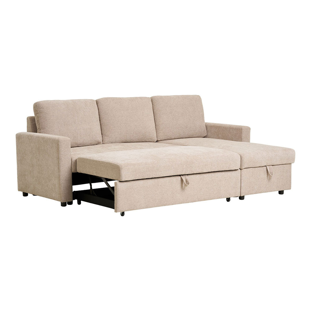 Amalfi sovesofa med chaiselong med opbevaring 150 x 218 cm i sandfarvet