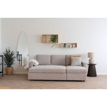 Amalfi sovesofa med chaiselong med opbevaring 150 x 218 cm i sandfarvet