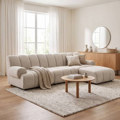 Zurich modulsofa højrevendt 175 x 275 cm i sandfarvet