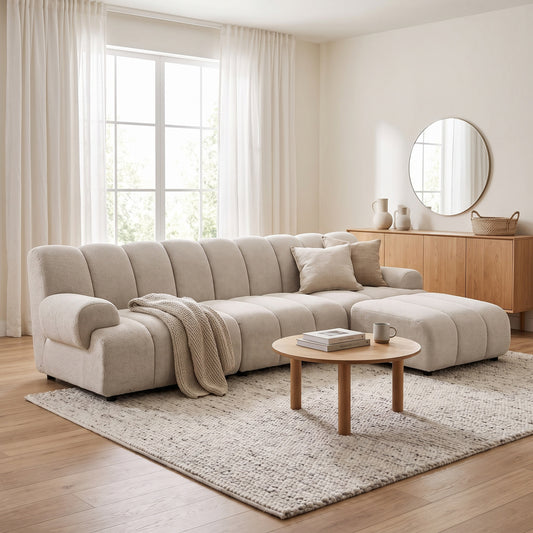 Zurich modulsofa højrevendt 175 x 275 cm i sandfarvet