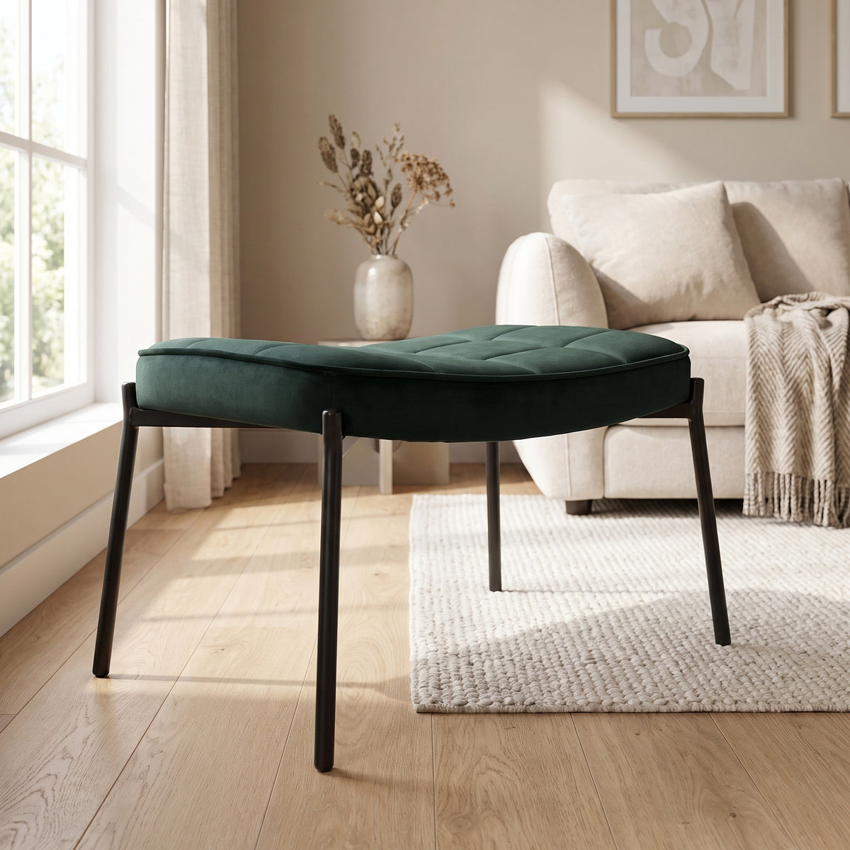Glasgow puf i brun med kunstpels og polyester, 61 x 41 x 37 cm (B x D x H)