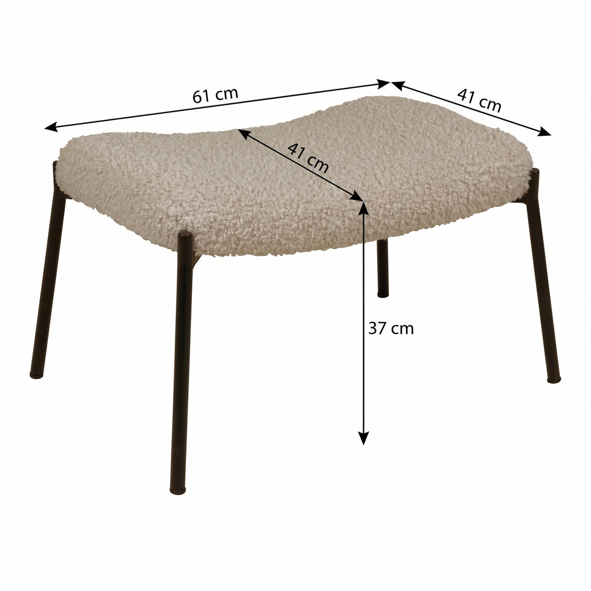 Glasgow puf i brun med kunstpels og polyester, 61 x 41 x 37 cm (B x D x H)
