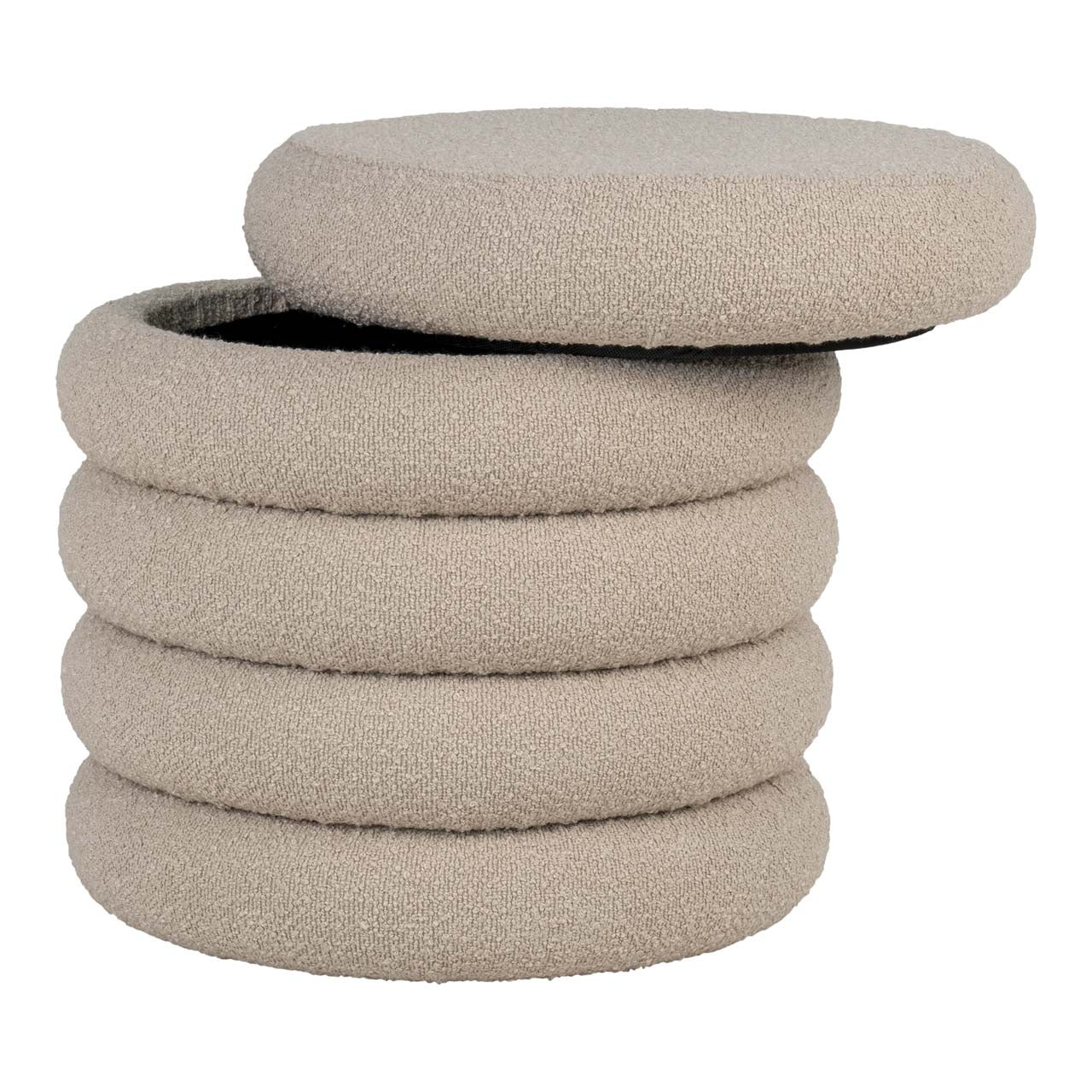 Miami puf Ø44 cm med opbevaring i beige