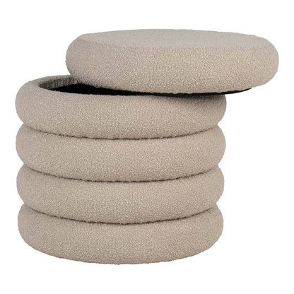 Miami puf Ø44 cm med opbevaring i beige