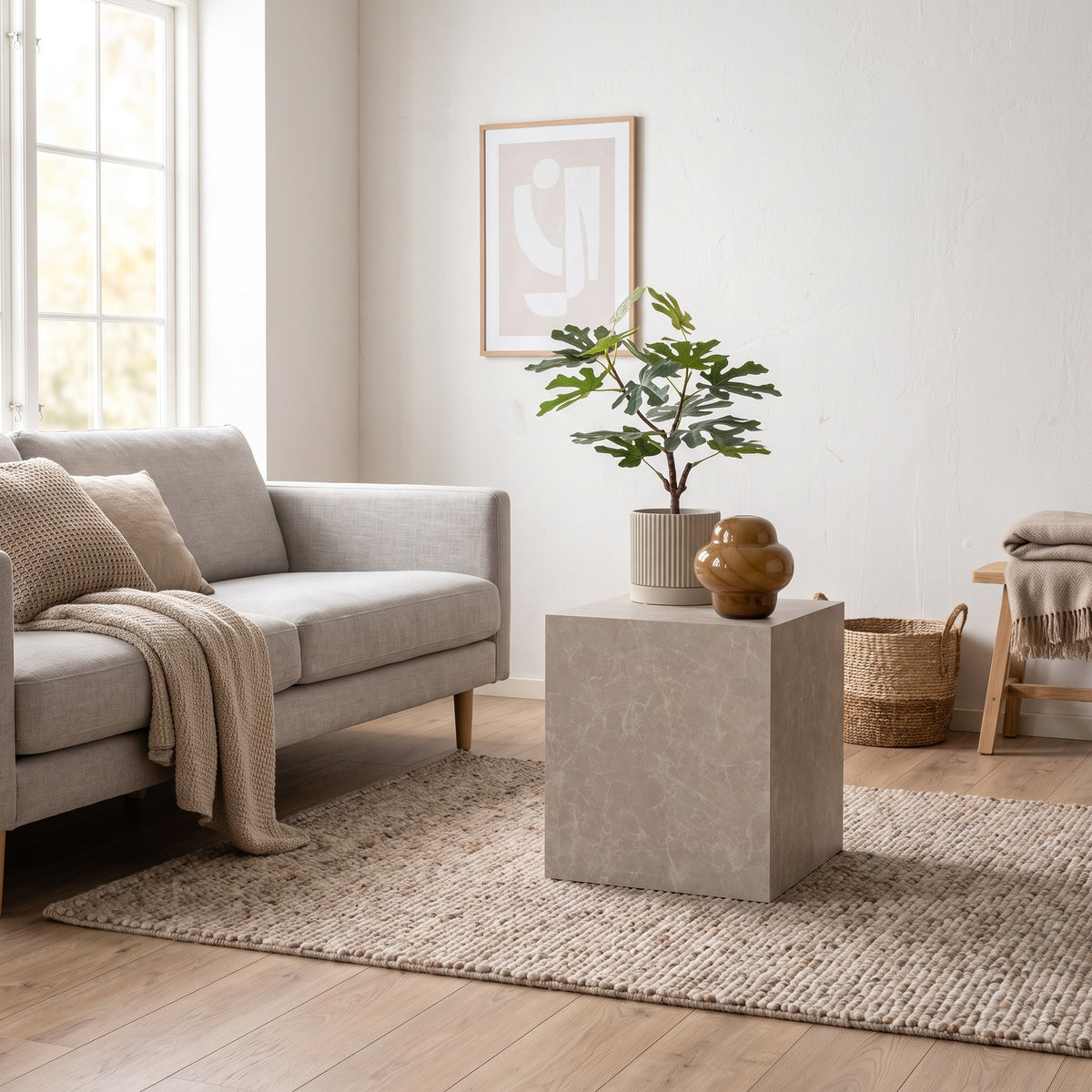 Faro sidebord 40 x 45 cm i marmordekor