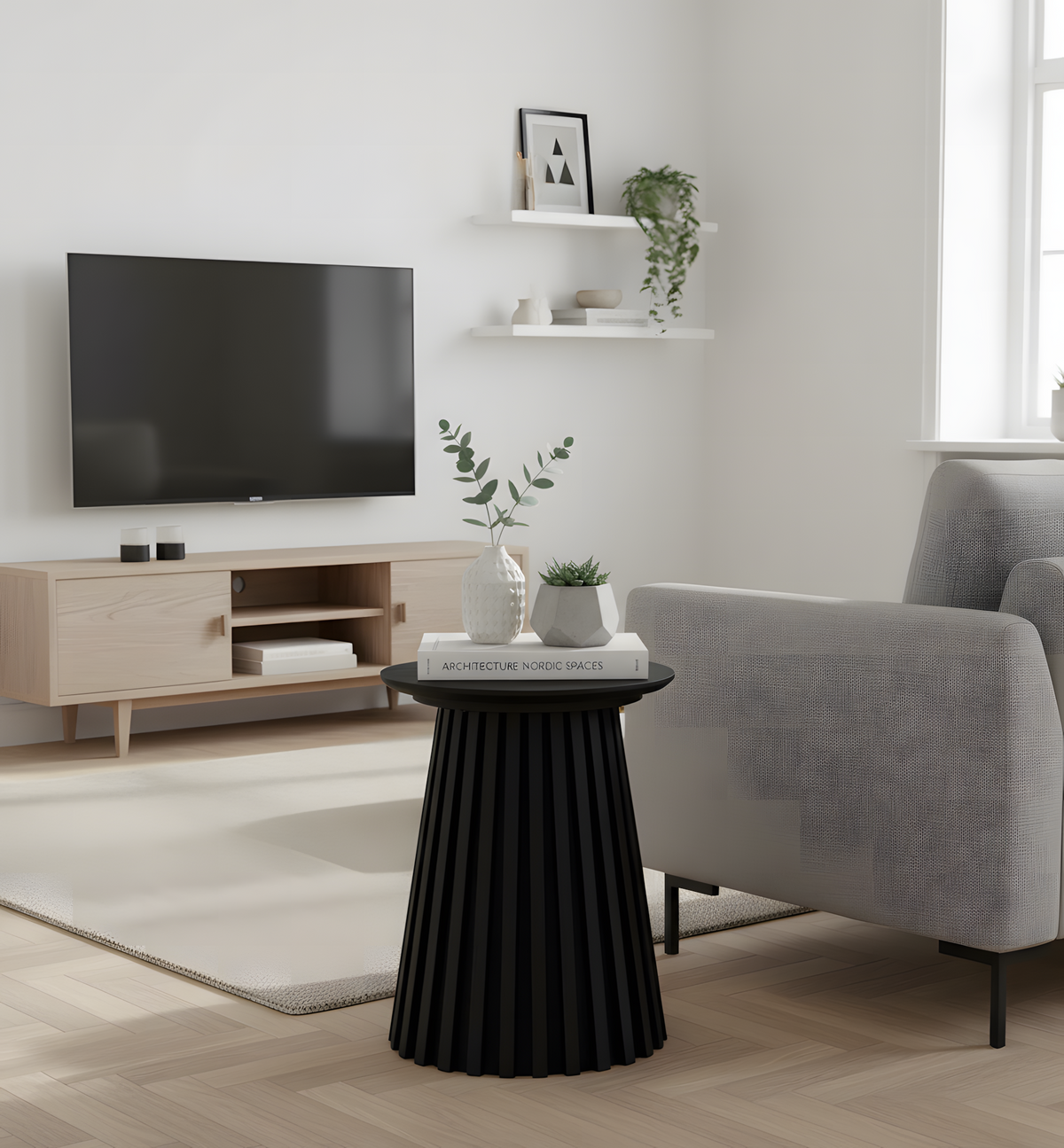 Oslo hjørnebord Ø40 cm i sort