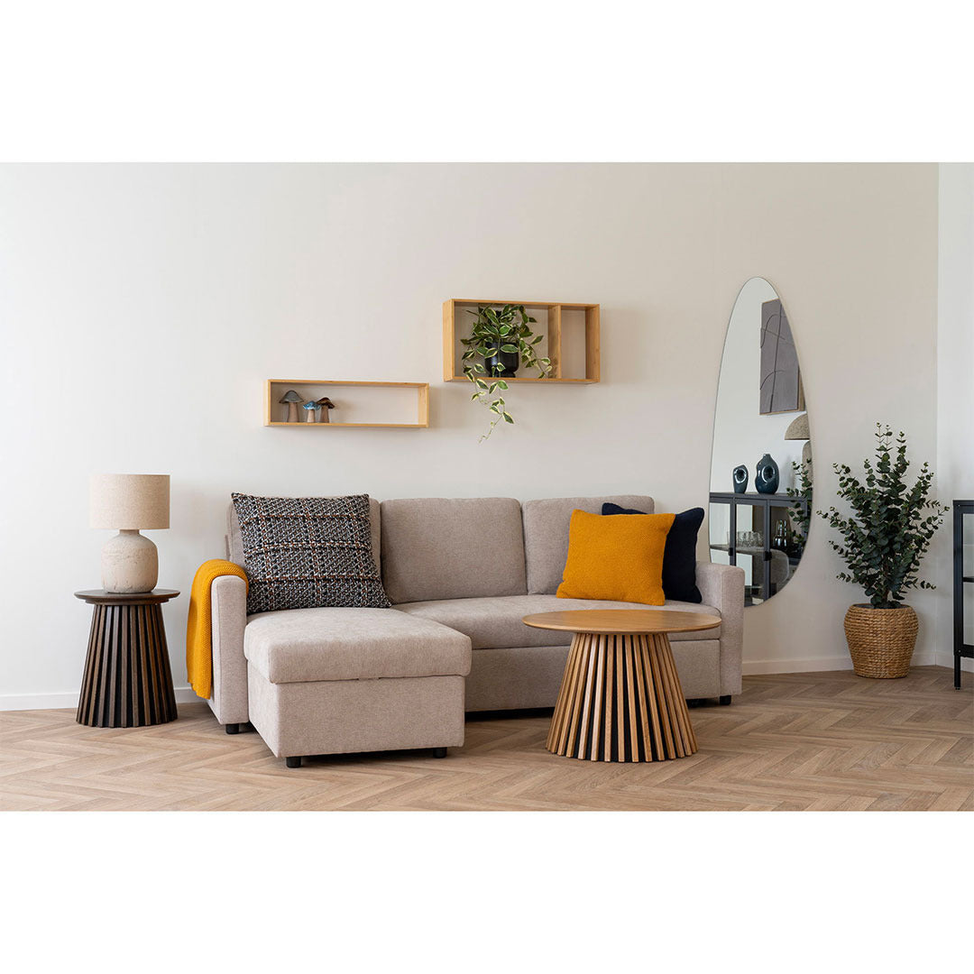 Oslo sofabord Ø70 cm med lamelbase i eg finer
