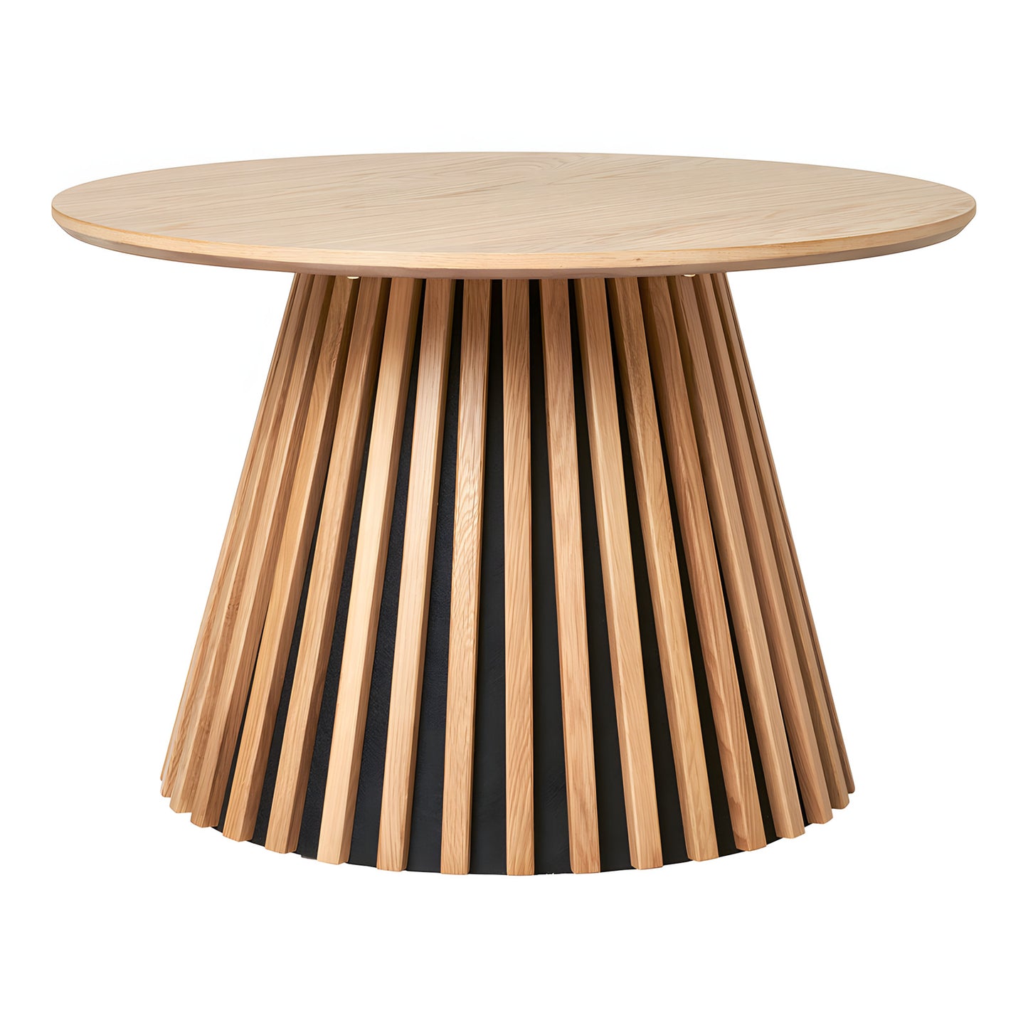 Oslo sofabord Ø70 cm med lamelbase i eg finer